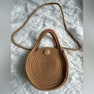 Round Tan Woven Bag